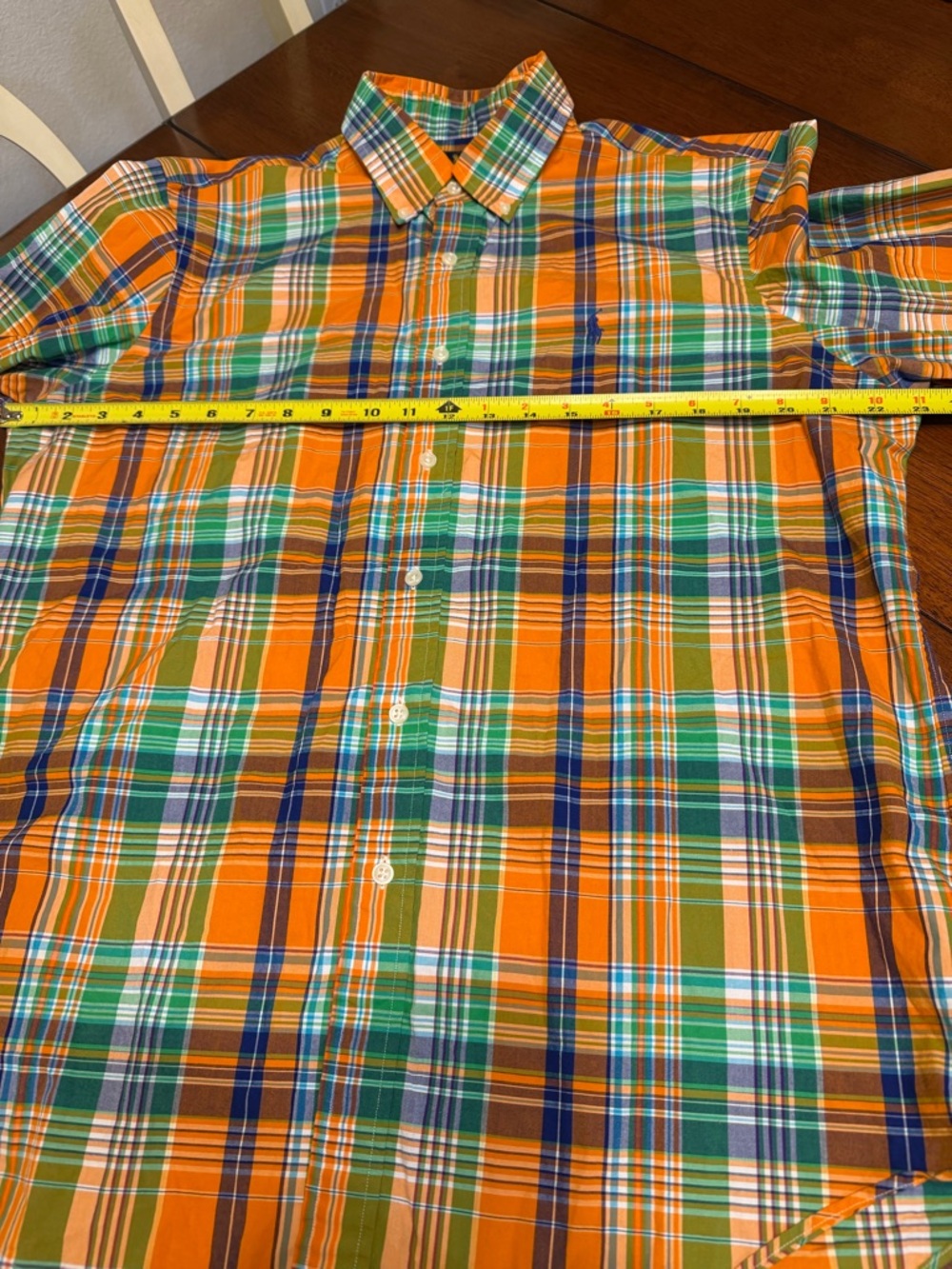 Ralph Lauren Oxford Shirt Mens Large Orange Plaid Long Sleeve Pony Cotton Preppy - Picture 6 of 9